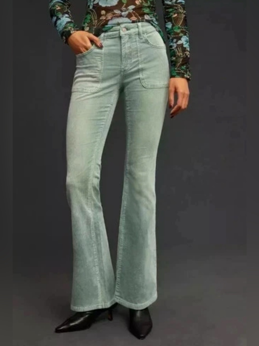 Anthropologie Pilcro The Icon Corduroy Flare Pants Size 26 | Mint Green